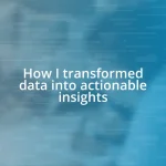 How I transformed data into actionable insights