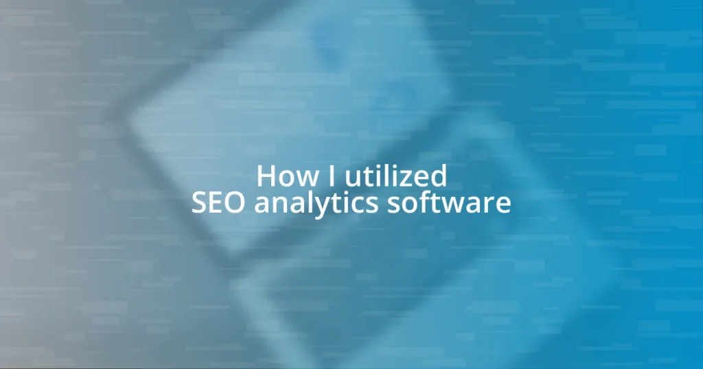 How I utilized SEO analytics software