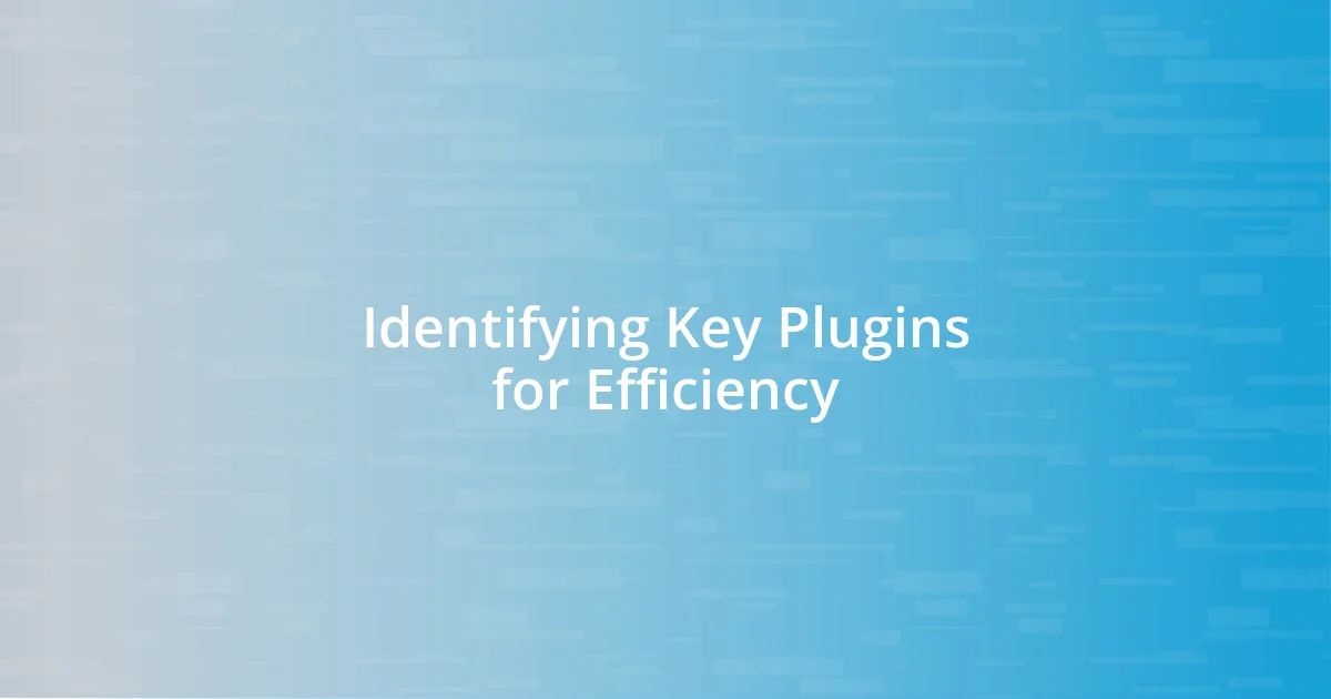 Identifying Key Plugins for Efficiency