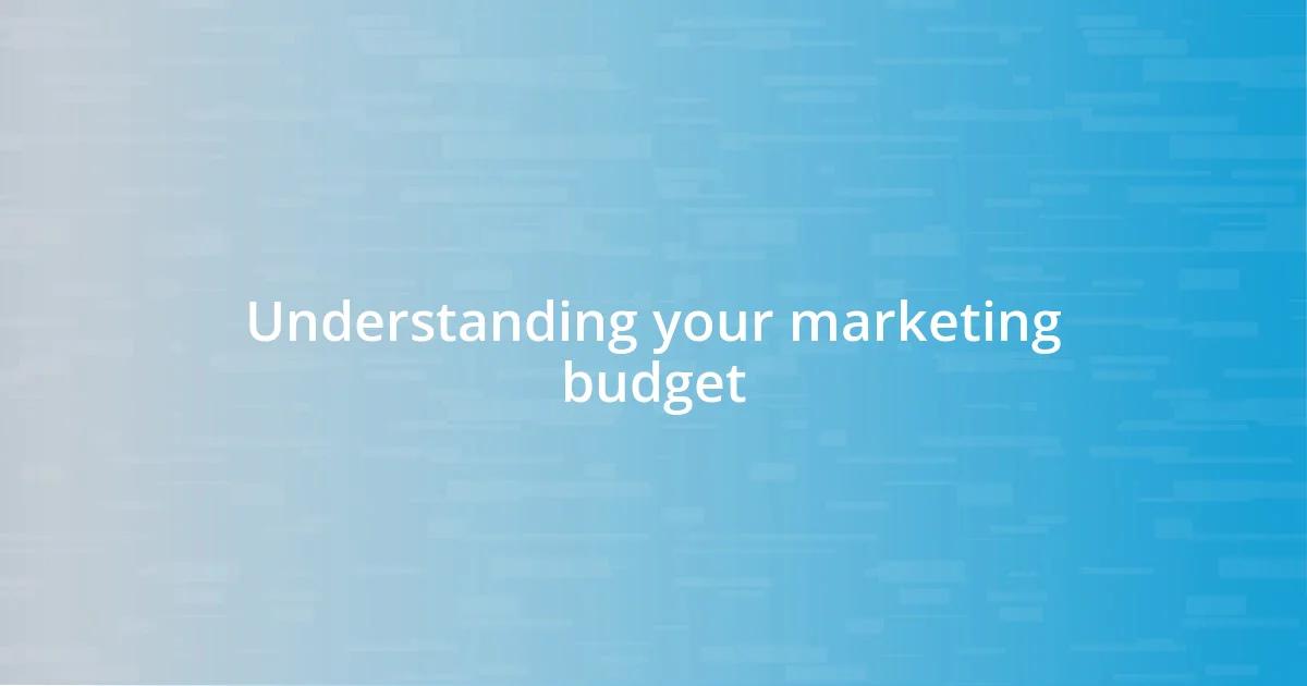 Understanding your marketing budget