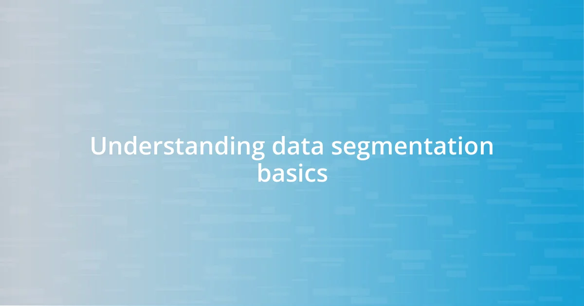 Understanding data segmentation basics